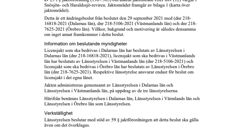 Ändringsbeslut om licensjakt efter varg i Västmanland län Örebro län Dalarnas län cd.pdf