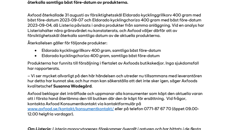 Axfood återkallar ytterligare Eldorado kycklinggrillkorv 400 g.pdf