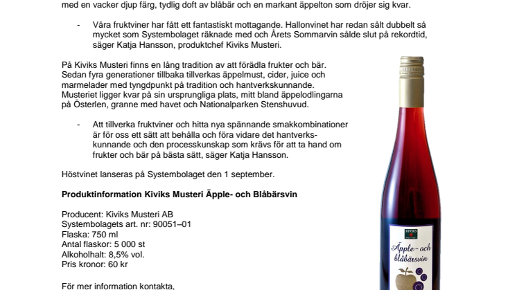 Höstvin med smak av äpplen och blåbär
