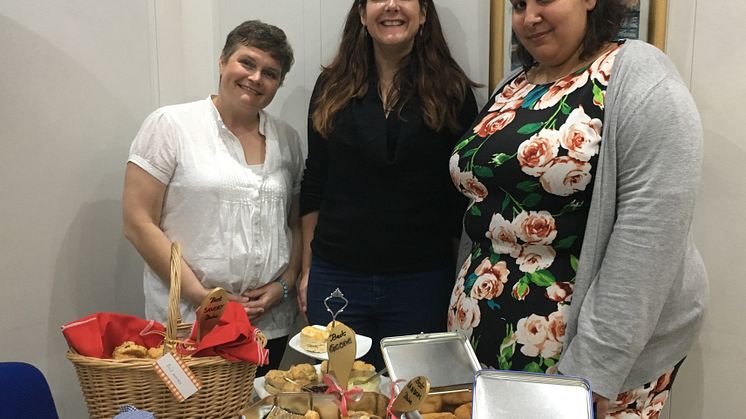  (from left to right) Fred. Olsen’s ‘’Bake Off’ judge and Direct Marketing Executive Wendie Alexander, Chairperson of the Staff Charity Committee Amanda Cresswell and ‘Best in Show’ and ‘Best Sponge Cake’ winner,  Credit Controller Katherine Nunn
