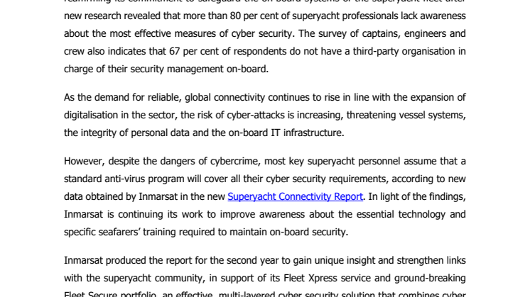 Cyber threats under the spotlight in new Inmarsat Superyacht Connectivity Report