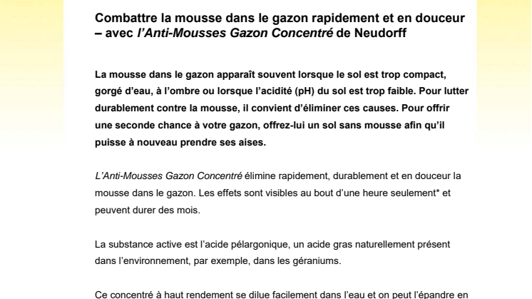 Combattre la mousse dans le gazon rapidement et en douceur – avec l’Anti-Mousses Gazon Concentré de Neudorff 