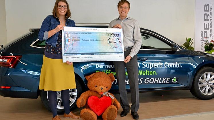 Bärenherz erhält Spende vom Autohaus Gohlke zum 25. Betriebsjubiläum 