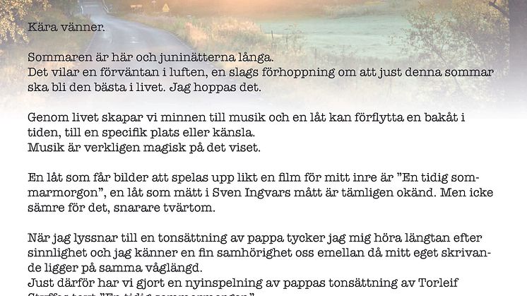 Hälsning från Oscar En tidig sommarmorgon