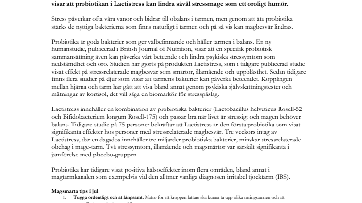 Behåll jullugnet med Lactistress. Slipp stressmage i jul med probiotika 