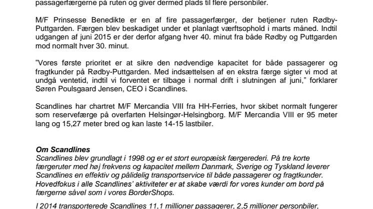 Scandlines indsætter ekstra færge på overfarten Rødby-Puttgarden