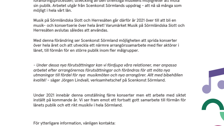 Scenkonst Sörmland lanserar ny musikserie år 2021