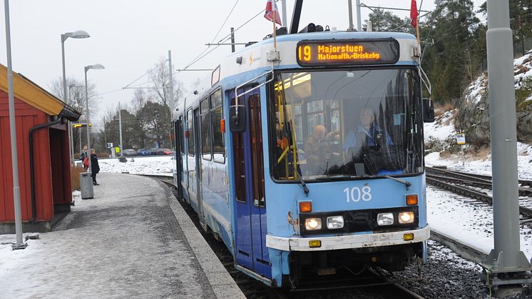 Vogn 108 klar til avgang fra Ljabru
