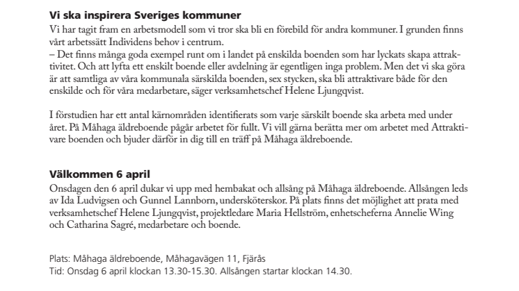 Pressinbjudan Attraktivare boenden