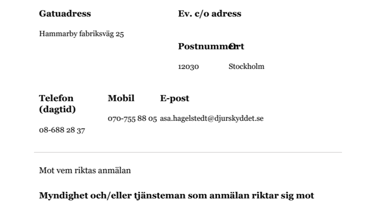 JO-anmälan av Jordbruksverket från Djurskyddet Sverige