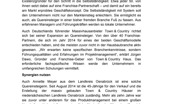 Franchise bietet für Quereinsteiger aussichtsreiche Perspektiven