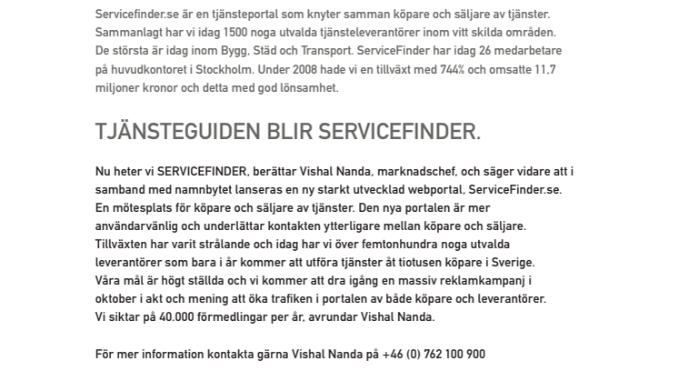 TJÄNSTEGUIDEN BLIR SERVICEFINDER