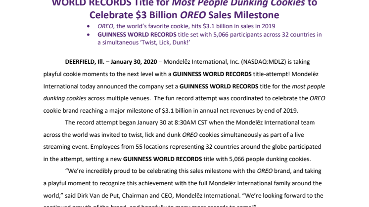 Twist, Lick, Dunk! Mondelez International holt GUINNESS WORLD-RECORDS-Titel