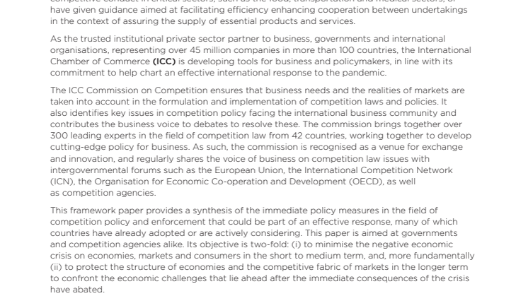 ICC Call to Action on COVID-19 and Competition