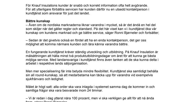 Så blir Knauf Insulations nya kundtjänst