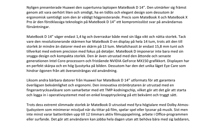 HUAWEI MateBook D – den perfekta laptopen för den som inte nöjer sig med annat än det bästa