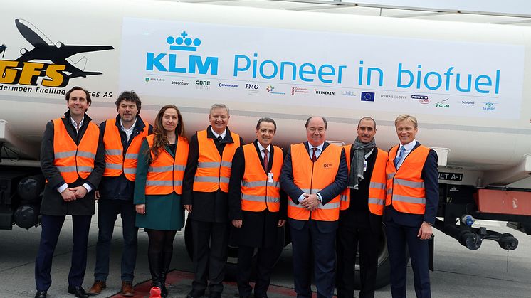 KLM-teamet på biodrivstoff-event på Oslo Lufthavn Gardermoen i 2016.