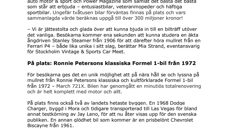 Bilentusiaster intar Solvalla den 4 augusti