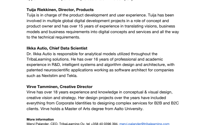 TribaLearning appoints experienced professionals for key roles