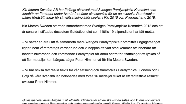 Kia förlänger avtalet med Sveriges Paralympiska Kommitté