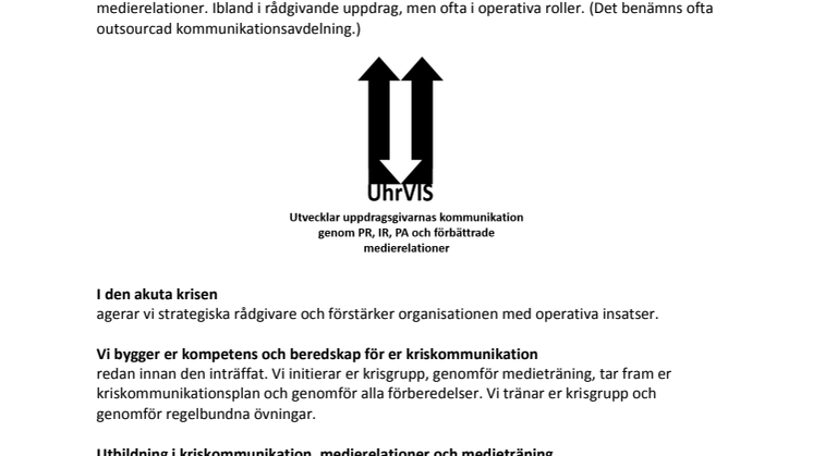 Vi utvecklar kommunikationen - UhrVIS tjänster