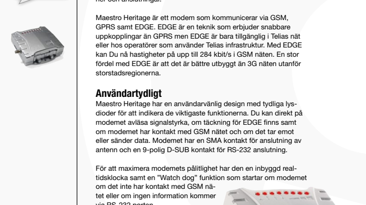 Maestro Heritage EDGE modem GPRS och GSM data
