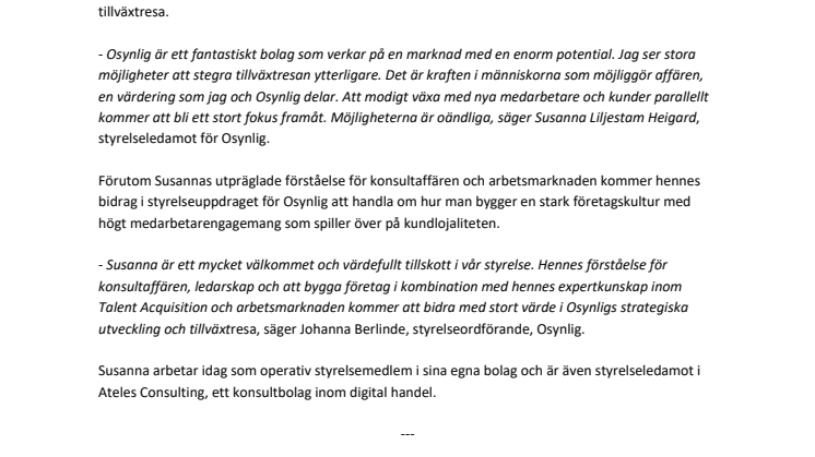 Head Agent-gruppens grundare tar plats i Osynligs styrelse