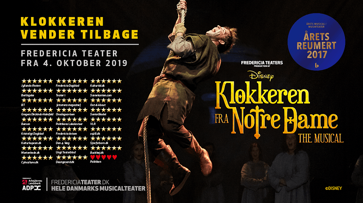 Disneys KLOKKEREN FRA NOTRE DAME genopsættes på Fredericia Teater i en kort periode!