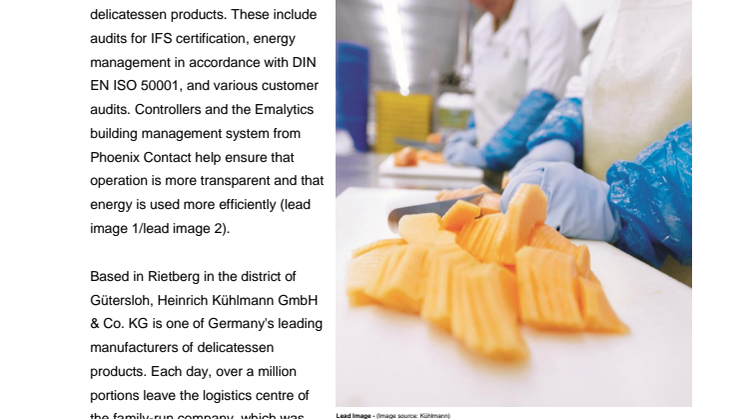 Manufacturer of delicatessen products relies on Emalytics IoTbased building management system 