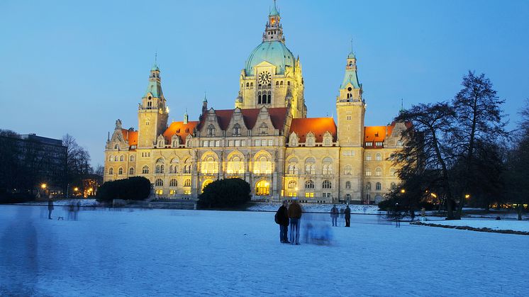 Hannovers Neues Rathaus  om vinteren