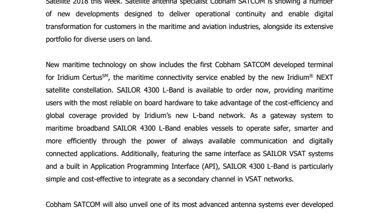Satcom enabled digital transformation at Satellite 2018