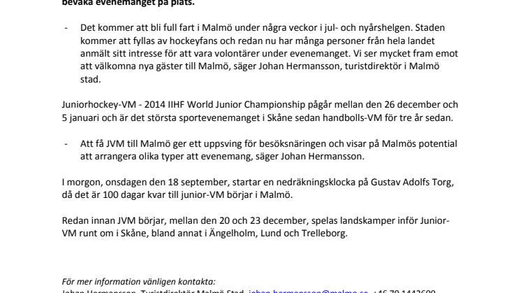 100 dagar kvar till hockeyfebern startar i Malmö och Skåne 