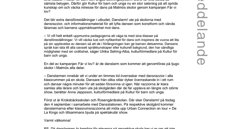 Dansant höst för Malmös skolbarn!