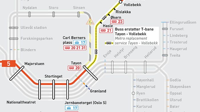 Buss for bane linje 5