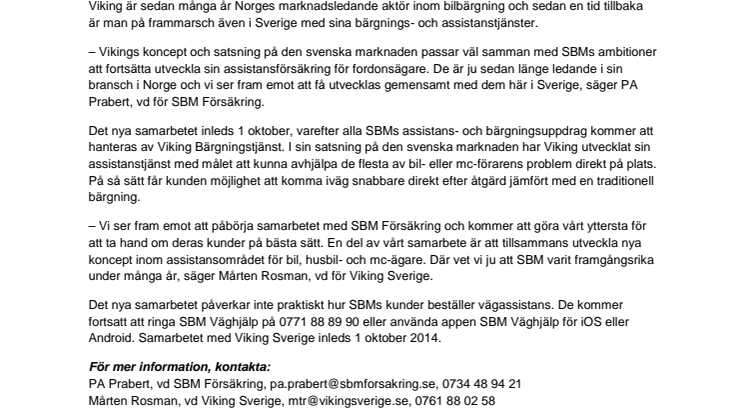 SBM inleder samarbete med Viking