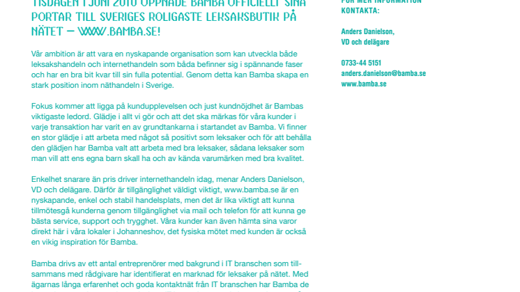 Bamba - Sveriges roligaste leksaksbutik på nätet