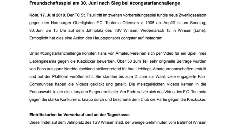 Fans holen den FC St. Pauli zum F.C. Teutonia Ottensen v. 1905 