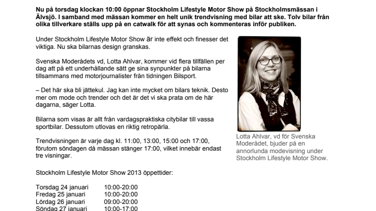 Bilar i stor trendvisning på Stockholmsmässan 