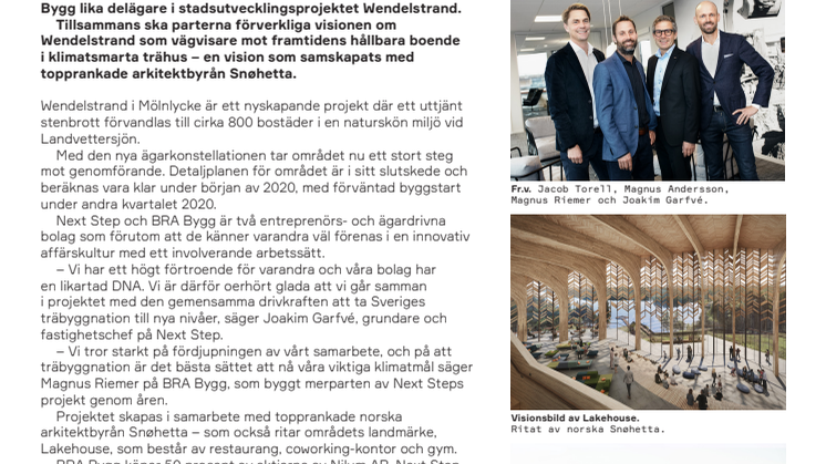 BRA Bygg köper in sig i Wendelstrand – Blir hälftenägare tillsammans med Next Step
