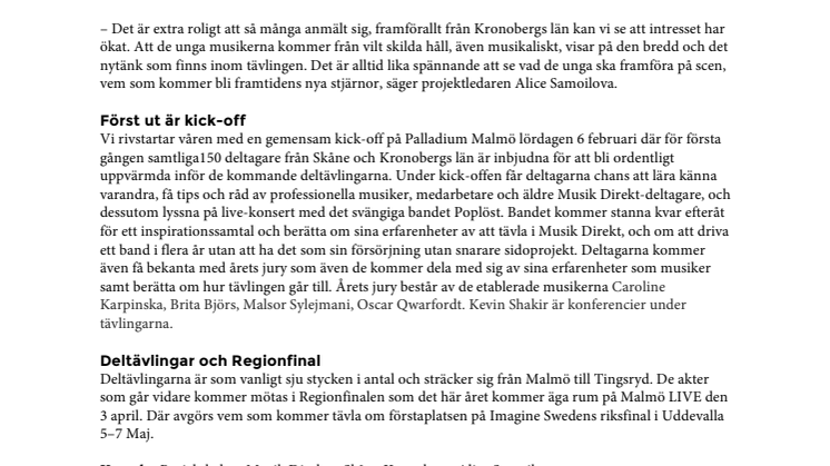 ​Rekordmånga anmälda till Musik Direkt 2016 i Skåne/Kronoberg