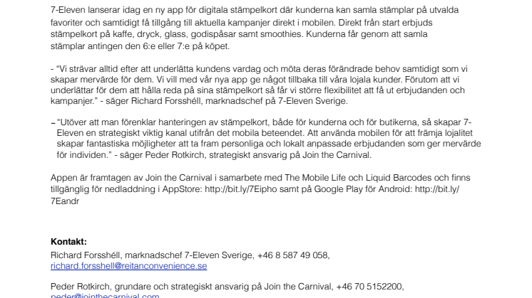 7-Eleven lanserar stämpelkort i mobilen - kundens 7:e favorit på köpet