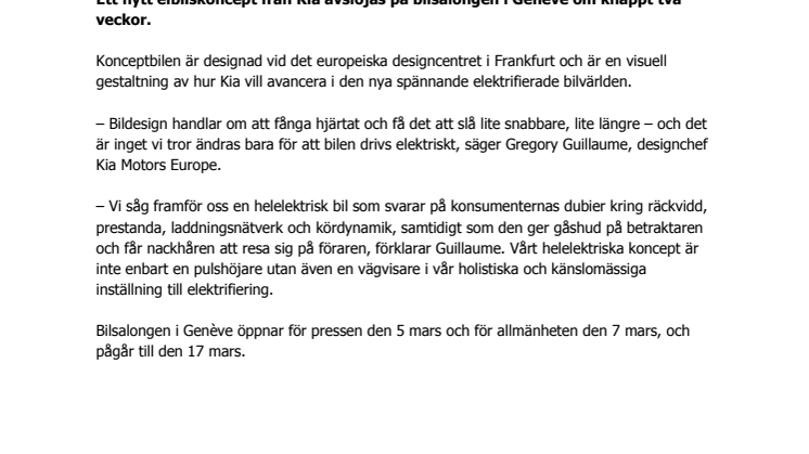 Kia elektrifierar Genèvesalongen med ny konceptbil