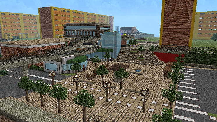 Minecraft-modell över framtidens Fisksätra visas i Nacka kommuns samrådsutställning 