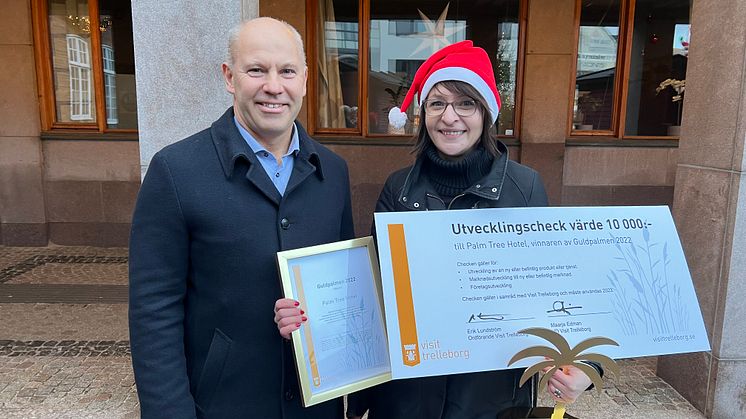 Erik Lundström, Visit Trelleborg och Monika Mikkelsen, Palm Tree Hotel. 