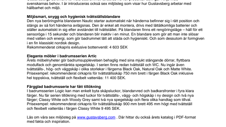 Årets badrumsnyheter från Gustavsberg