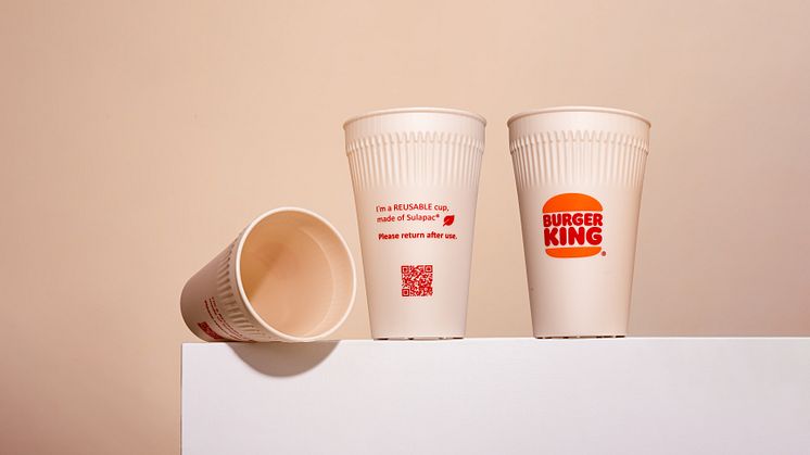 Reusable cups made of Sulapac Solid piloted by Burger King Finland