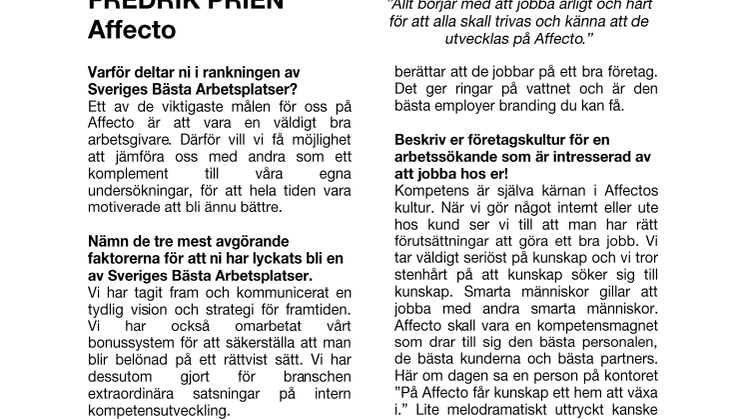 VD har ordet! Fredrik Prien - Affecto