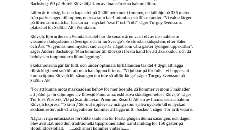 Klövsjö Express provar lyftkraften