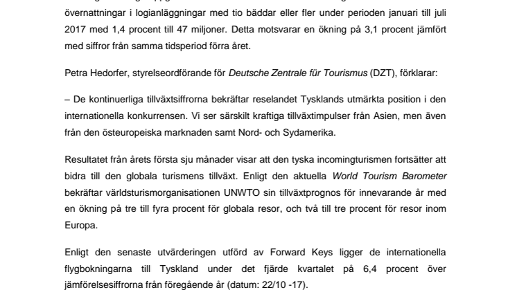 ​Växande efterfrågan för reselandet Tyskland