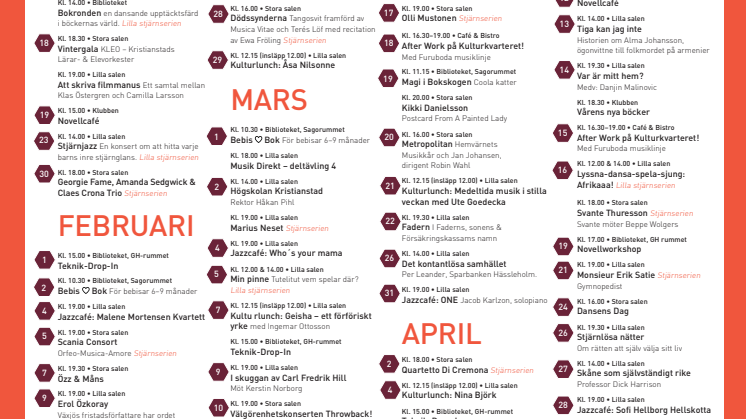Programaffisch våren 2016 • Kulturkvarteret Kristianstad